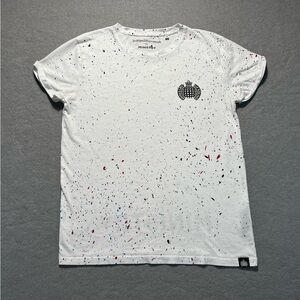Rare Justanother.co.uk x Ministry of Sound Paint Splatter T-Shirt Medium